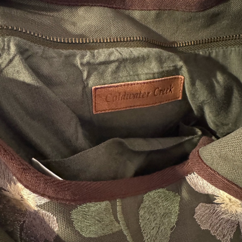 Coldwater Creek Green and Brown Tote Bag with Nature-Inspired Design - Picture 2 of 3